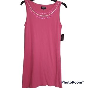 Essentials by ABS Fuschia & Sequins Tunic Top Sz 16